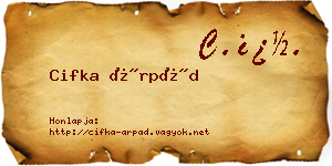 Cifka Árpád névjegykártya
